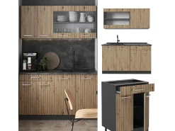 Cocina versátil roble artesanal/antracita 140x46x81.6 r-line