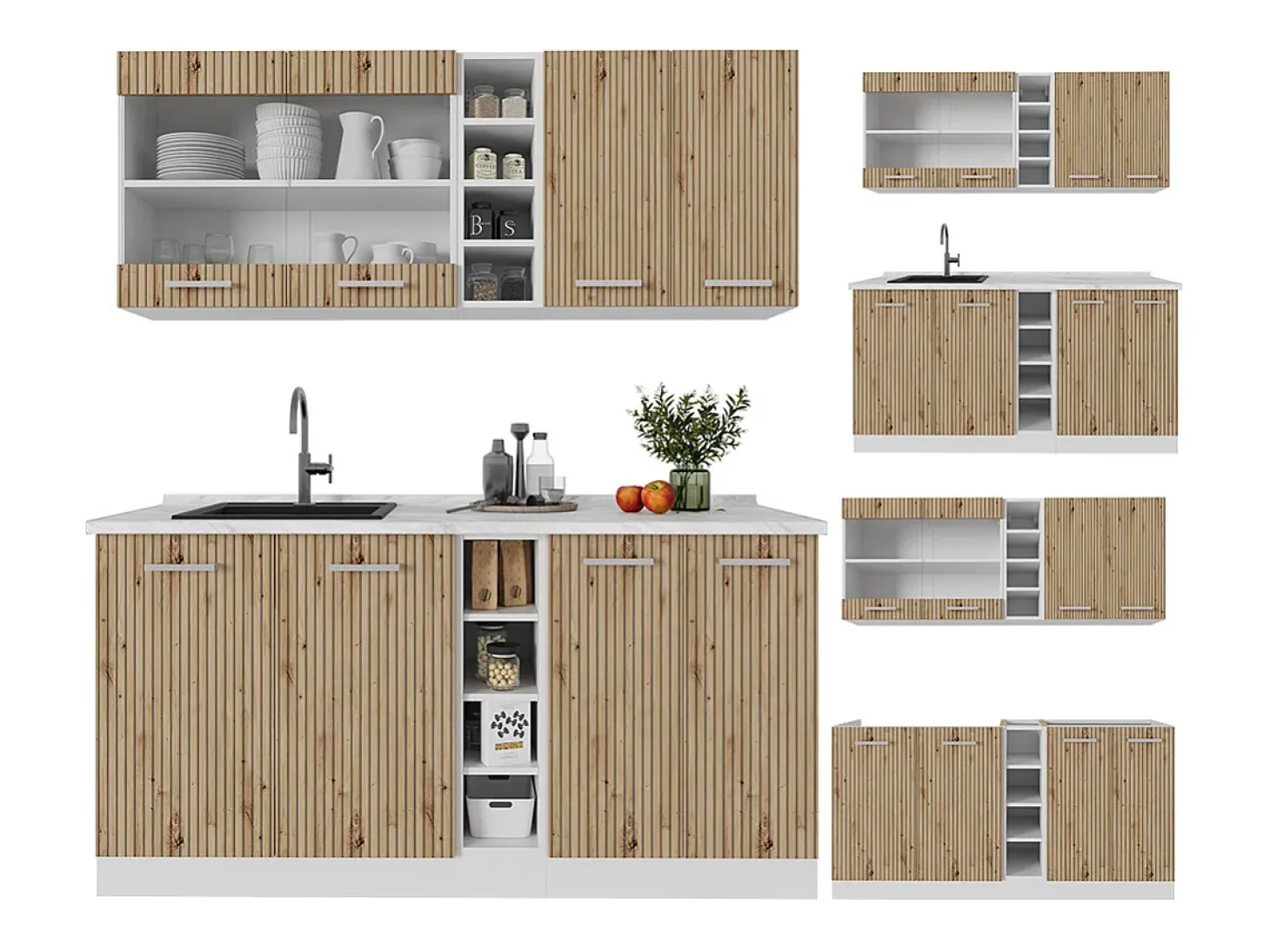 Cocina versátil roble artesanal/blanco 160x60x81.6 r-line
