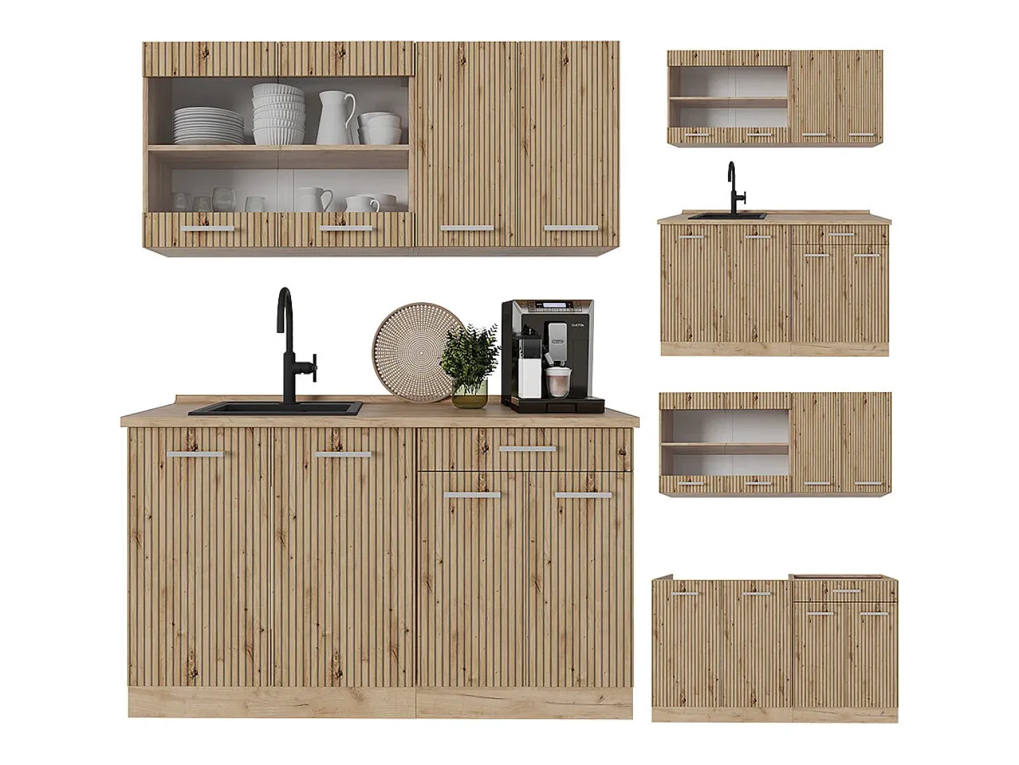 Cocina versátil roble artesanal/roble dorado 140x60x81.6 r-line