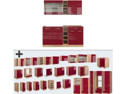 Cocina versátil rojo brillo intenso/roble dorado 160x60x81.6 r-line