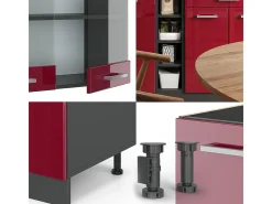 Cocina versátil rojo brillo intenso/antracita 160x60x81.6 r-line