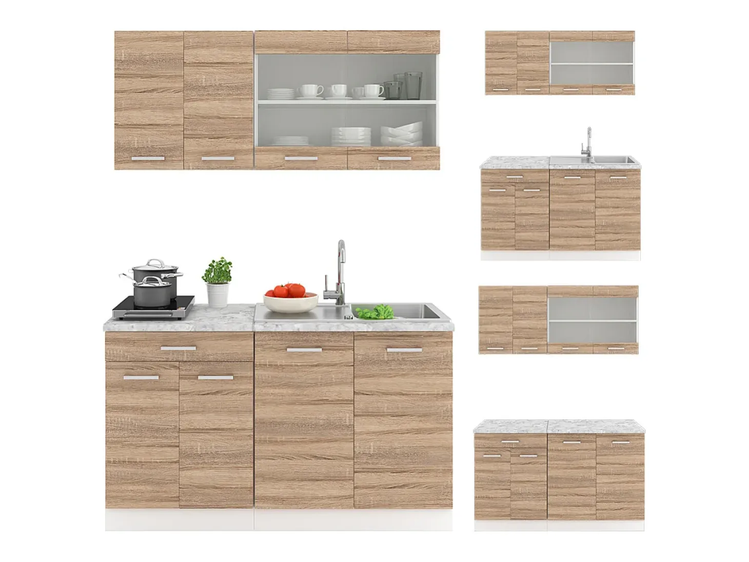 Cocina versátil sonoma/blanco 140x60x81.6 r-line