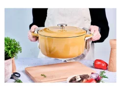 Cocotte de Hierro Fundido Esmaltado COSY & TRENDY FONTESTIC Ø28 cm 6,15 L Todos los Fuegos Inducción Ámbar