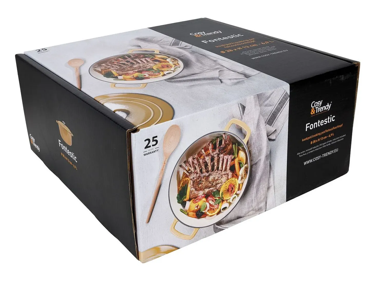 Cocotte de Hierro Fundido Esmaltado COSY & TRENDY FONTESTIC Ø28 cm 6,15 L Todos los Fuegos Inducción Ámbar