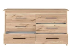 Comoda doble Hms en melamina con 6 cajones de rieles metalicos , beige , 80.6 cm X 140.5 cm X 48.3 cm