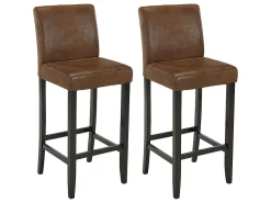 Conjunto 2 taburetes bar SANTOS - Aspecto piel envejecida