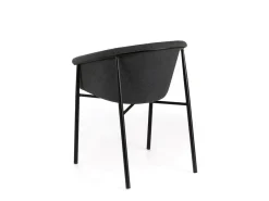 Conjunto de 4 elegantes sillas modernas de tela "Orchidea" en gris oscuro con estructura de metal pintado.