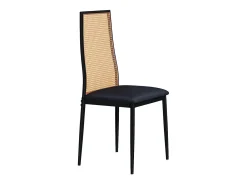 Conjunto de 2 piezas, silla de ratán, silla de comedor con respaldo alto, efecto ratán PE, color negro