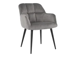 Conjunto de 6 sillas acolchadas Con reposabrazos - Terciopelo y metal negro. Gris. PEGA
