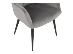 Conjunto de 6 sillas acolchadas Con reposabrazos - Terciopelo y metal negro. Gris. PEGA