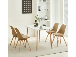 Conjunto de 4 sillas acolchadas de madera maciza para comedor, salón, dormitorio - Kaki