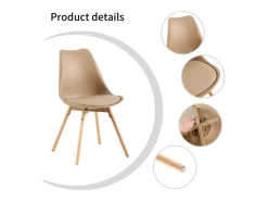Conjunto de 4 sillas acolchadas de madera maciza para comedor, salón, dormitorio - Kaki
