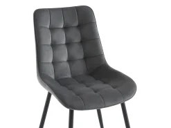 Conjunto de 2 sillas acolchadas - Terciopelo y metal negro - Gris - OLLUA