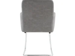 Conjunto de 4 sillas cantilever tapizadas en piel sintética - Gris