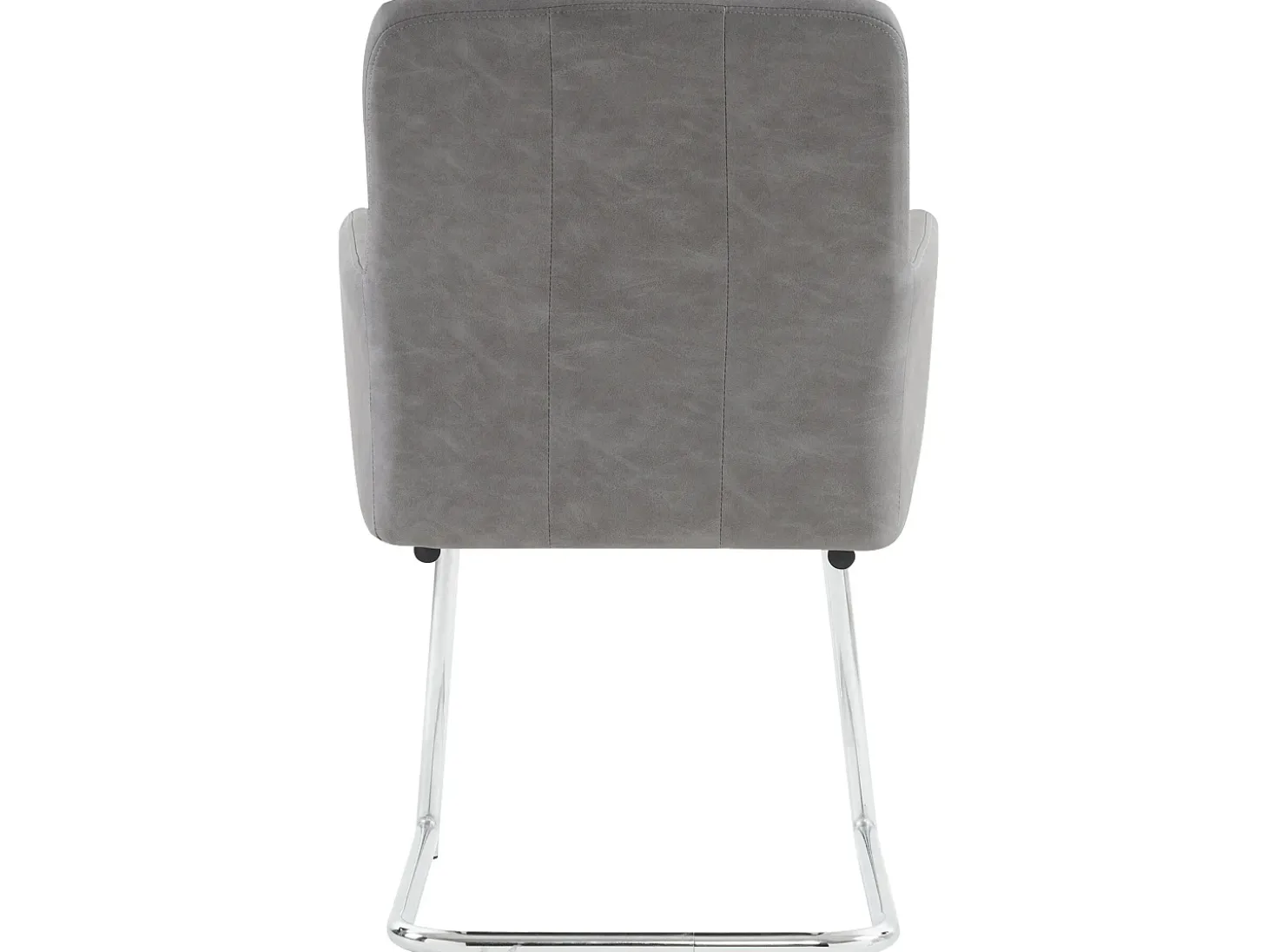 Conjunto de 4 sillas cantilever tapizadas en piel sintética - Gris