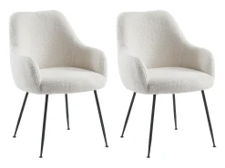 Conjunto de 2 sillas con brazos de terciopelo y metal - Blanco - TOYBA