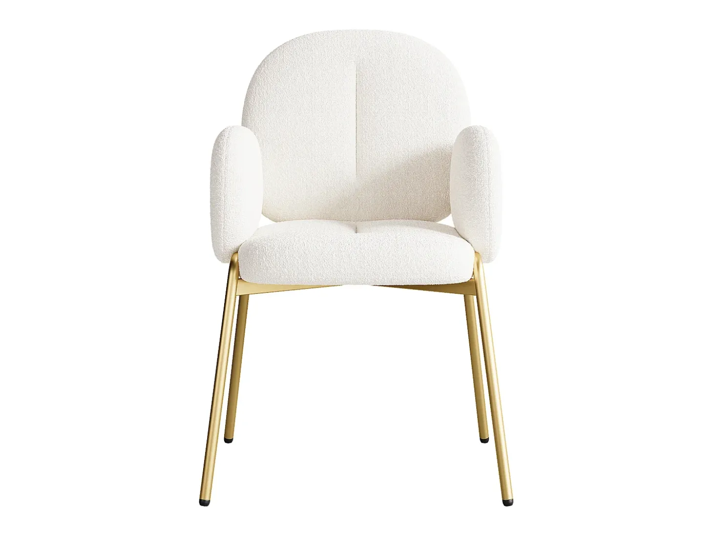 Conjunto de 4 sillas con patas de metal dorado - Tela Teddy Beige