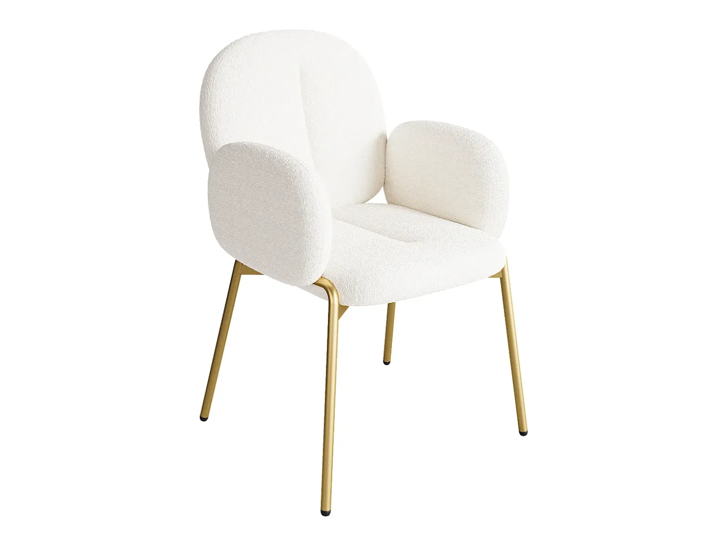 Conjunto de 4 sillas con patas de metal dorado - Tela Teddy Beige