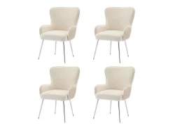 Conjunto de 4 sillas con patas de metal plateado - Terciopelo beige
