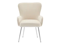 Conjunto de 4 sillas con patas de metal plateado - Terciopelo beige