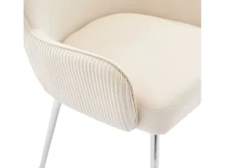 Conjunto de 4 sillas con patas de metal plateado - Terciopelo beige
