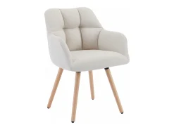 Conjunto de 6 sillas con reposabrazos - Tela y madera de haya - Beige - PEGA