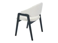 Conjunto de 2 sillas con reposabrazos en tejido bouclé y madera de caucho - Blanco y negro - SOLUNA