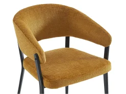 Conjunto de 2 sillas Con reposabrazos de tela y metal negro - Amarillo mostaza - AVRELA