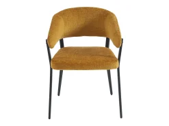 Conjunto de 2 sillas Con reposabrazos de tela y metal negro - Amarillo mostaza - AVRELA