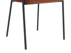 Conjunto de 6 sillas con reposabrazos de terciopelo y metal negro - Terracota - ORDIDA