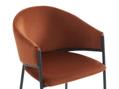 Conjunto de 6 sillas con reposabrazos de terciopelo y metal negro - Terracota - ORDIDA
