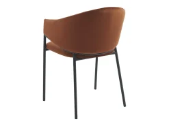 Conjunto de 6 sillas con reposabrazos de terciopelo y metal negro - Terracota - ORDIDA