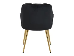 Conjunto de 6 sillas con reposabrazos de terciopelo y metal dorado - Negro - PEGA