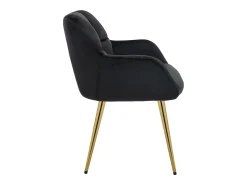 Conjunto de 6 sillas con reposabrazos de terciopelo y metal dorado - Negro - PEGA