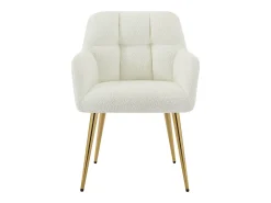 Conjunto de 6 sillas con reposabrazos - Tela de bouclé y metal dorado - Blanco - PEGA
