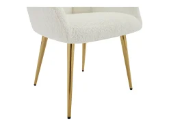 Conjunto de 6 sillas con reposabrazos - Tela de bouclé y metal dorado - Blanco - PEGA