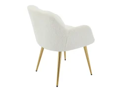 Conjunto de 6 sillas con reposabrazos - Tela de bouclé y metal dorado - Blanco - PEGA