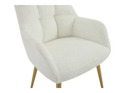 Conjunto de 6 sillas con reposabrazos - Tela de bouclé y metal dorado - Blanco - PEGA