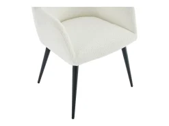 Conjunto de 2 sillas con reposabrazos de tela bouclé y metal negro - Blanco - HEKA