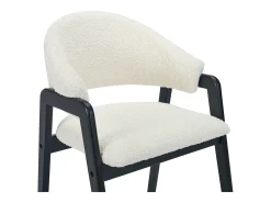 Conjunto de 6 sillas con reposabrazos en tejido bouclé y madera de caucho - Blanco y negro - SOLUNA