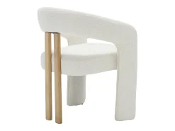 Conjunto de 2 sillas con reposabrazos en tela bouclé y madera de hevea - Blanco - NORETI