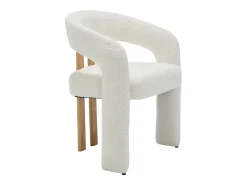 Conjunto de 2 sillas con reposabrazos en tela bouclé y madera de hevea - Blanco - NORETI