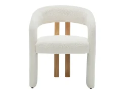 Conjunto de 2 sillas con reposabrazos en tela bouclé y madera de hevea - Blanco - NORETI