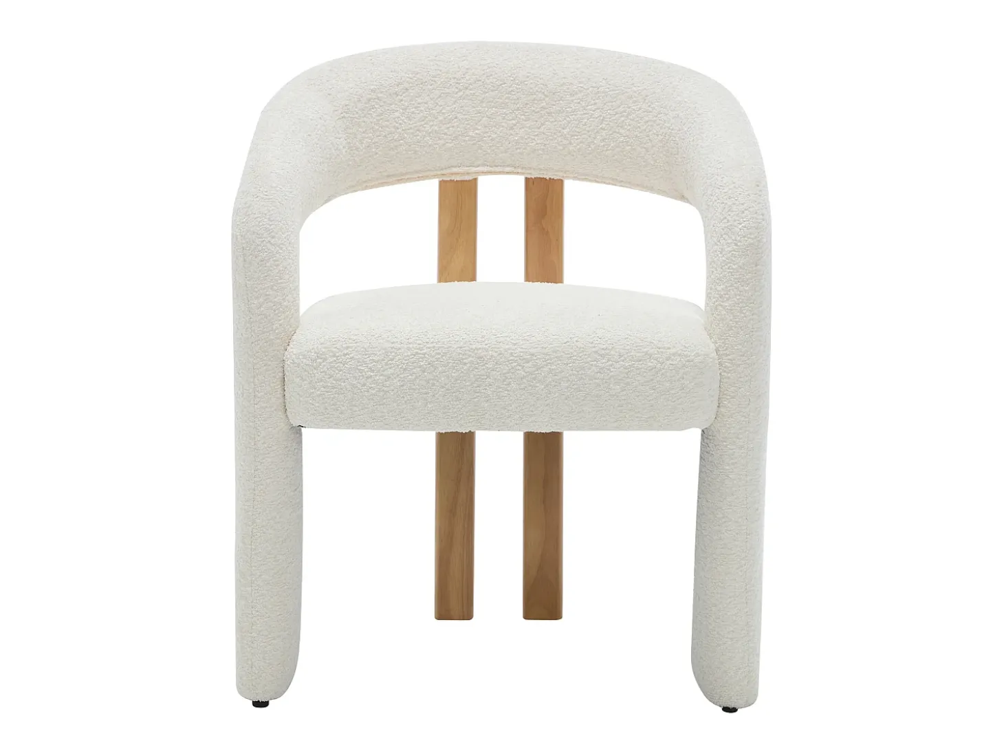 Conjunto de 2 sillas con reposabrazos en tela bouclé y madera de hevea - Blanco - NORETI