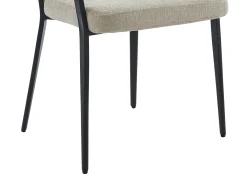 Conjunto de 6 sillas con reposabrazos de tela y metal negro - Beige - AVRELA
