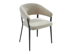 Conjunto de 6 sillas con reposabrazos de tela y metal negro - Beige - AVRELA