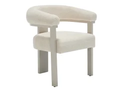 Conjunto de 6 sillas con reposabrazos en tela texturizada y madera de hevea beige - Crema - LIVELIA de Pascal Morabito