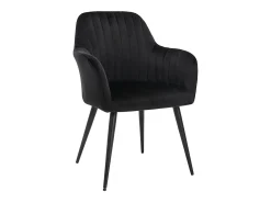 Conjunto de 2 sillas Con reposabrazos de terciopelo y metal negro - Negro - ELEANA