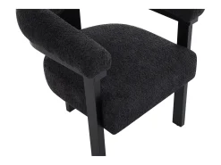 Conjunto de 2 sillas con reposabrazos en tela bouclé y madera de hevea - Negro - LIVELIA