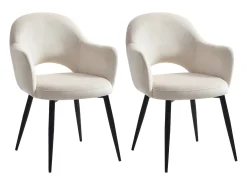 Conjunto de 2 sillas con reposabrazos de terciopelo y metal negro - Beige - ALSEY de Maison Céphy